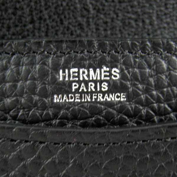 7A Hermes Togo Leather Messenger Bag Black With Silver Hardware H021 Replica - Click Image to Close